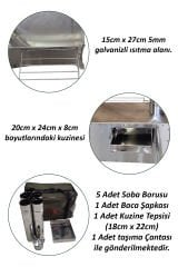 Krom Kuzineli Çadır Sobası Tepsisiyle Birlikte