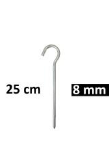 Çadır Tarp Kazığı 8mm 25cm Galvanizli 6 Adet