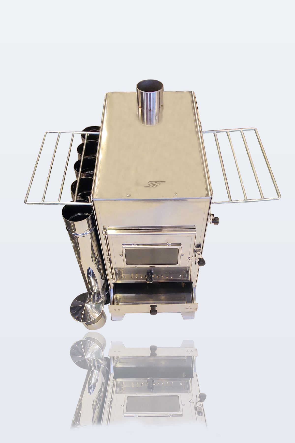 Duble Kuzineli Çadır Sobası Tepsisi ve Yanmaz Kumaş ile Birlikte