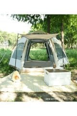 SHUFA Tam Otomatik Su Ve Rüzgar Geçirmez Gölgelikli Altıgen Aile Çadırı 280x240x155 Cm TURUNCU VE YEŞİL