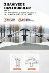 SHUFA Tam Otomatik Su Ve Rüzgar Geçirmez Gölgelikli Altıgen Aile Çadırı 280x240x155 Cm BEJ