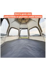 SHUFA Tam Otomatik Su Ve Rüzgar Geçirmez Gölgelikli Altıgen Aile Çadırı 280x240x155 Cm BEJ