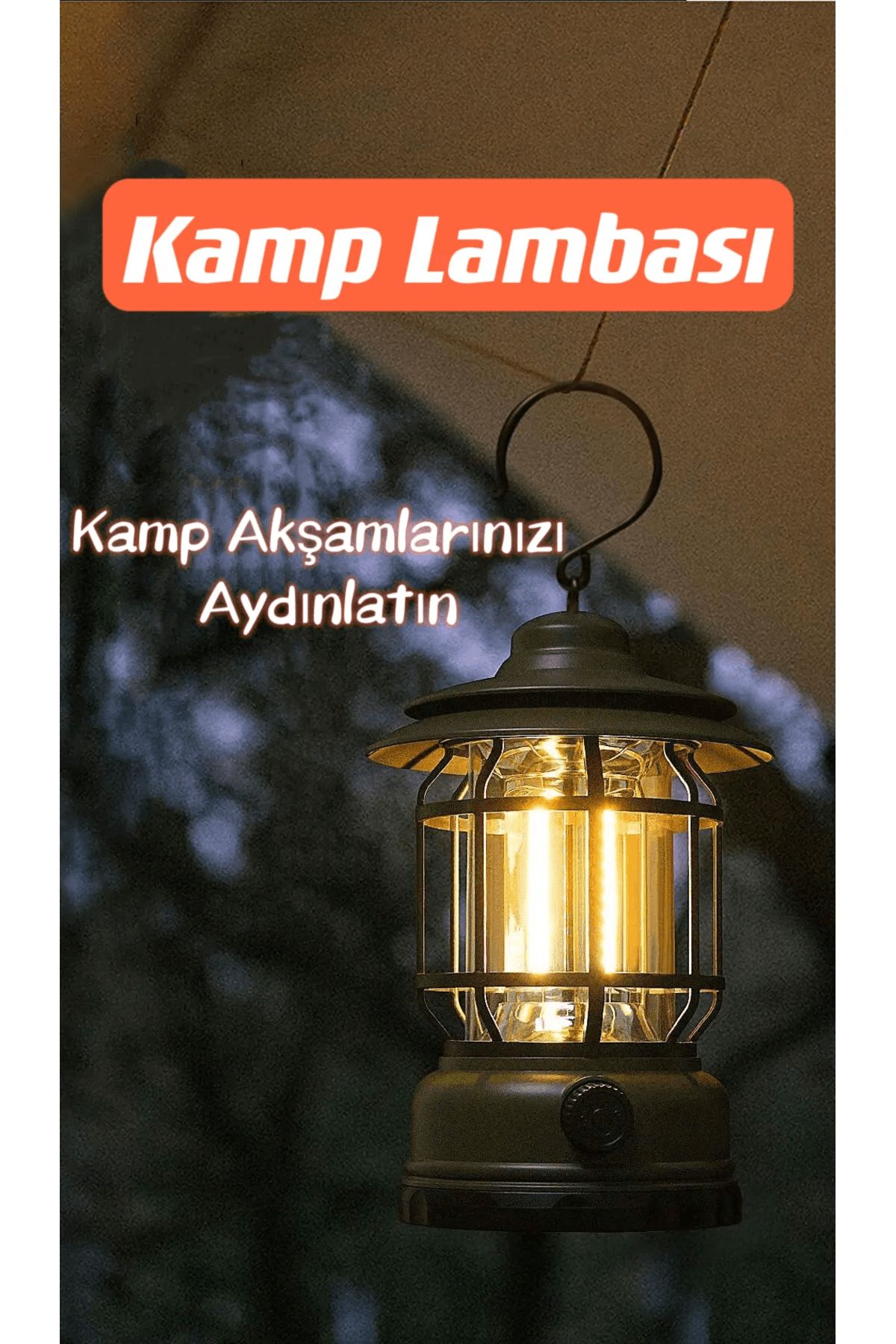 SHUFA Nostaljik Işığı Ayarlanabilir USB Şarjlı Ledli Haki Kamp Lambası