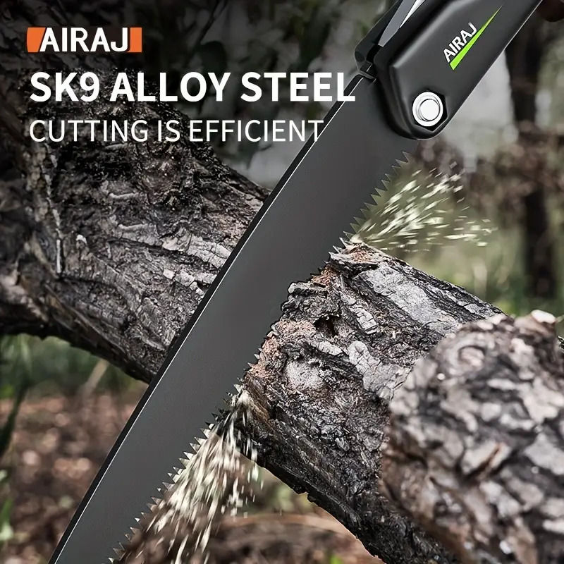 Katlanır Testere - Dayanıklı Metal El Testeresi Ağaç İşleri ve Ağaç Kesimi İçin - SK9 Alaşımlı Çelik Bıçak - Kolay Saklama İçin Hızlı Katlanır Tasarım - Sadece Alet Dahil - Ev ve Bahçe Kullanımı İçin İdeal