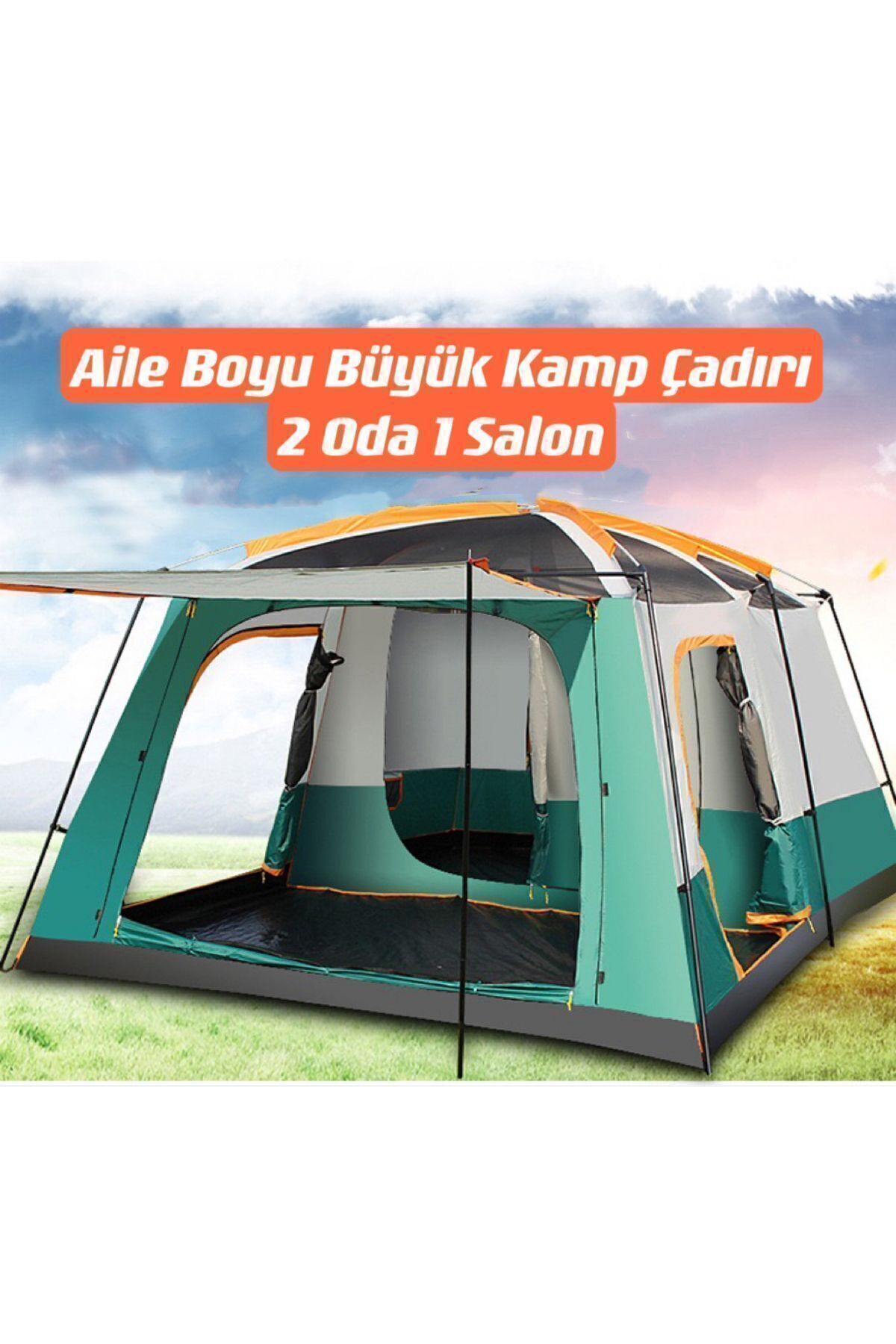 Aile Boyu Büyük Kamp Çadırı 2 Oda 1 Salon 420*305*200 CM