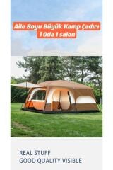 Büyük Uzay Açık Kamp Çadırları 8-10 Kişi Çift Kat 1 Oda 1 Oturma Odası Kamp Çadırı 330*210*185 Cm
