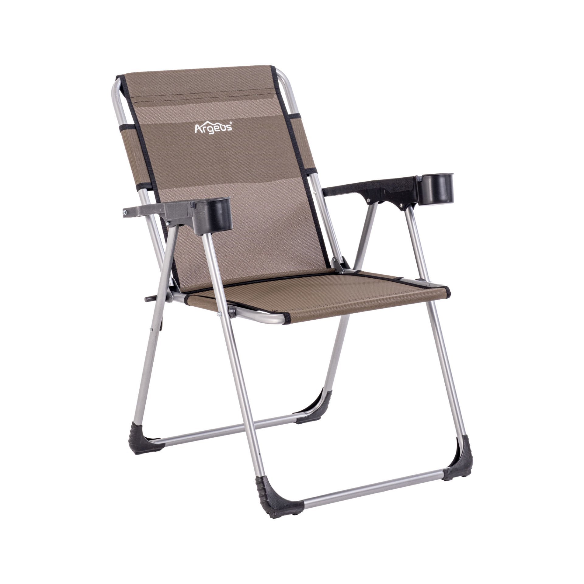 Katlanabilir Piknik ve Kamp Sandalyesi - Bardaklıklı - Rock - Kahve (A-16-R5)- 140KG Taşıma