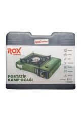 Camping 0188 Tekli Portatif Kamp Ocak - Haki Yeşil, Rüzgarlıklı, Ekstra Gaz Girişli