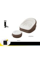 Taşınabilir Tek Kişilik Şişme Koltuk (Ayak Dayama ve El Pompası Dahil)