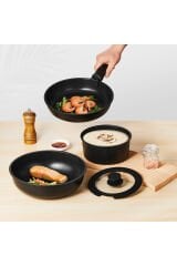 GLAMPING 5 Parça Easy Clip Çıkarılabilir Saplı Taşınabilir Tava ve Tencere Seti