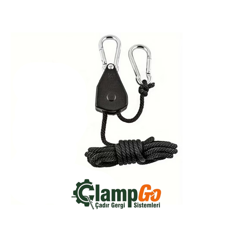 Kamp Çadırı, Yan Tente, Tarp İpi ve Gergisi – Ayarlanabilir Döner Kilitlemeli Sistem – 1 adet