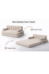 Çift Kişilik 2’si 1 Arada Kendi Kendine Şişen Şarjlı Şişme Koltuk ve Yatak 190x150x65cm