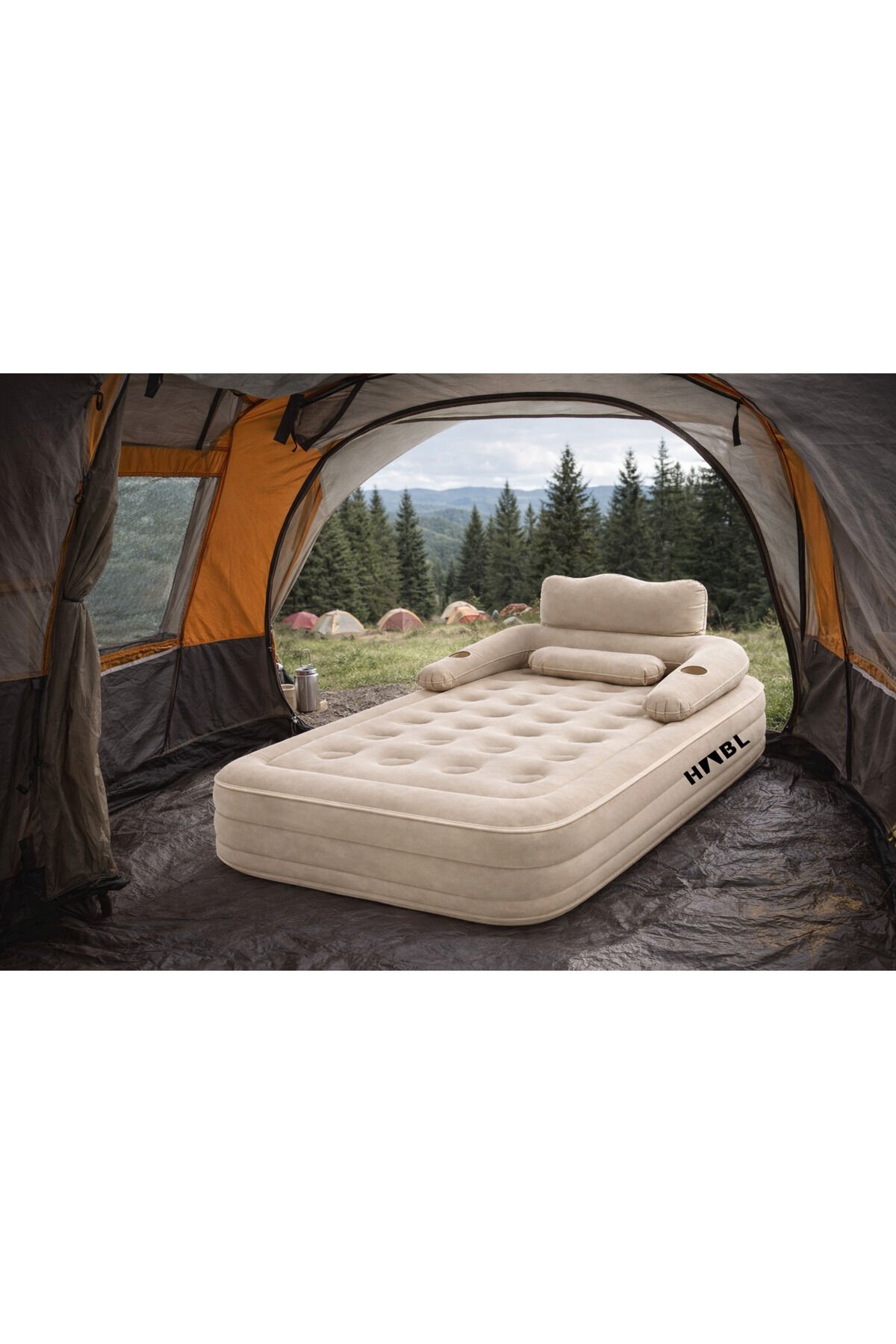 Tek Kişilik Kendi Kendine Şişen Otomatik Şişme Yatak Çıkarılabilir Başlıklı Kamp ve Misafir Yatağı