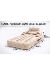 Tek Kişilik Kendi Kendine Şişen Otomatik Şişme Yatak Çıkarılabilir Başlıklı Kamp ve Misafir Yatağı
