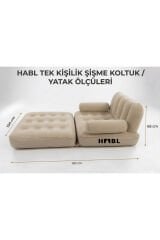 Tek Kişilik 2’si 1 Arada Kendi Kendine Şişen Şarjlı Şişme Koltuk ve Yatak 190×100*65cm