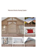 12 Kişilik 12m2 Tenteli,Çift Odalı 420D Sertifikalı Oxford Kumaş 4 Mevsim Şişme Çadır 400*360*220cm