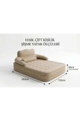Çift Kişilik Otomatik Şişme Yatak Çıkarılabilir Başlıklı Kamp ve Misafir Yatağı 203x152x40cm