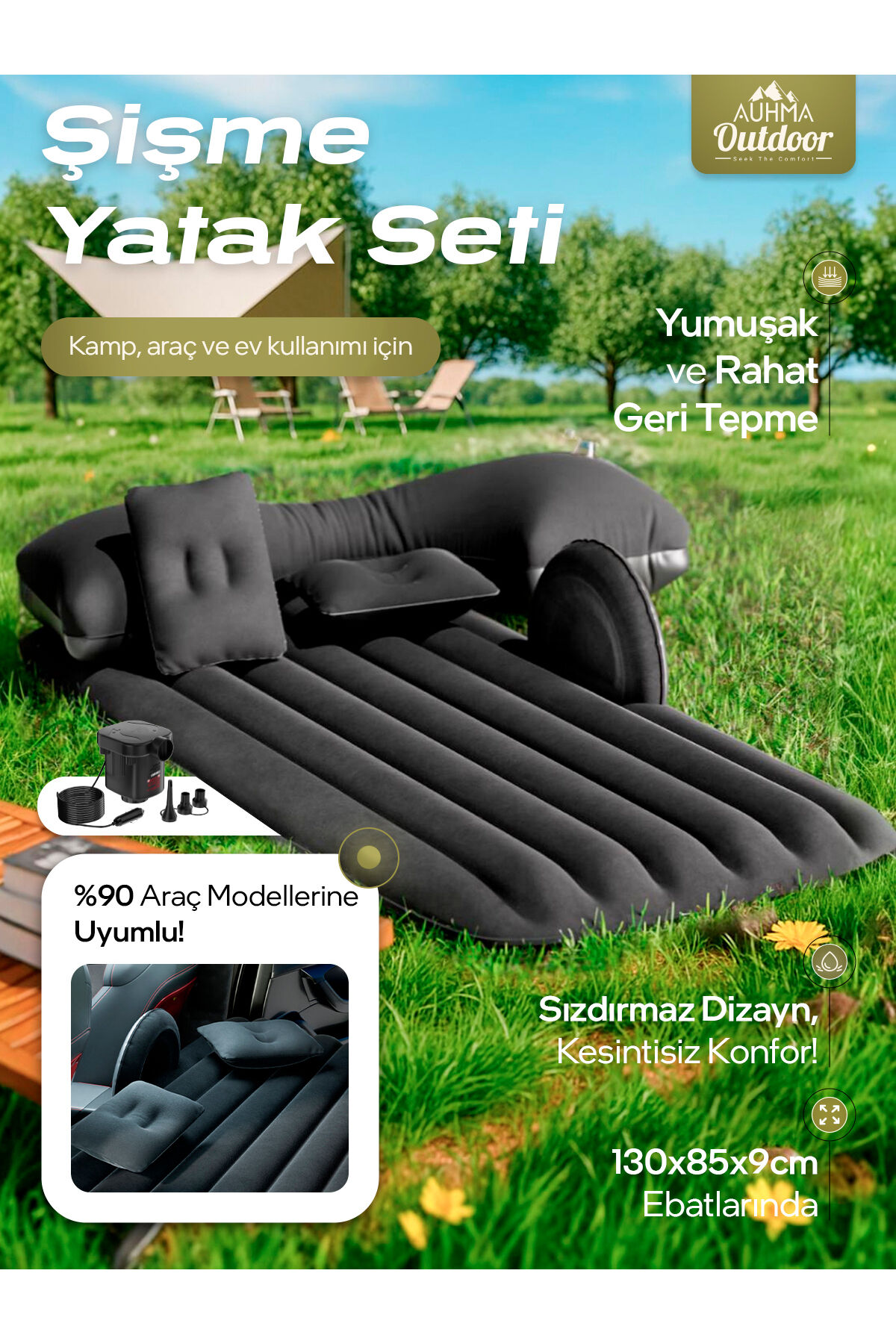 Ab167 Şişme Yatak Seti | 12/24v Hava Pompa Hediyeli | Araç Içi - Kamp - Ev Kullanımı Için