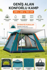 6 Kişilik Tam Otomatik Tenteli Çift Kapılı Kamp Çadırı 250x250x160
