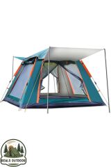 6 Kişilik Tam Otomatik Tenteli Çift Kapılı Kamp Çadırı 250x250x160