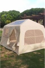 6 Kişilik Tenteli 4 Mevsim Su Geçirmez Şişme Kamp Çadırı 260x220x190 CM