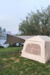 6 Kişilik Tenteli 4 Mevsim Su Geçirmez Şişme Kamp Çadırı 260x220x190 CM